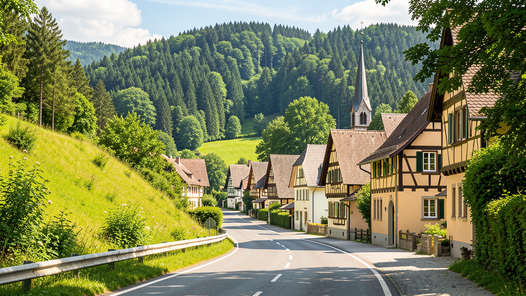Road winding through German countryside