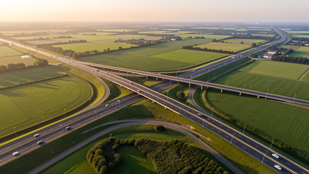 Aerial view of German highway interchange